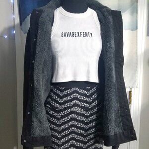Heavy Fur Lined Black Denim Jacket